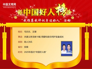 beat3652005届校友毛乐乐、王珊荣登“中国好人榜”